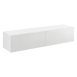 Étagère Murale Design Meuble Support TV Stylé avec 2 Tiroirs Capactié de Charge jusqu'à 25 kg Panneau de Particules Mélaminé 140 x 33 x 30 cm Blanc Brillant [en.casa]