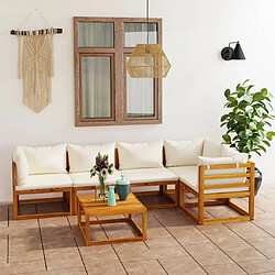 Maison Chic Salon de jardin 6 pcs - Table et chaises d'extérieur - Mobilier/Meubles de jardin Moderne avec coussin Crème Bois d'acacia solide -MN93546