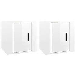 vidaXL Meubles TV muraux 2 pcs Blanc brillant 40x34,5x40 cm