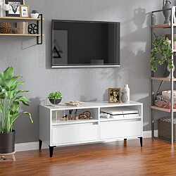 Maison Chic Meuble TV scandinave - Banc TV pour salon blanc brillant 100x34,5x44,5 cm bois d'ingénierie -MN71864