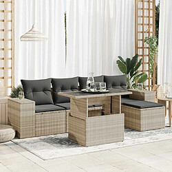 vidaXL Salon de jardin 6 pcs avec coussins gris clair résine tressée