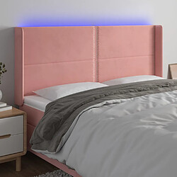 vidaXL Tête de lit à LED Rose 203x16x118/128 cm Velours