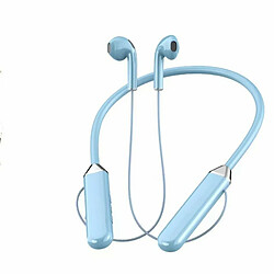 Casque Sans Fil Compatible Bluetooth Led Affichage Numérique Stéréo Sport Cou Écouteur Bleu