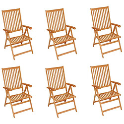 Maison Chic Lot de 6 Chaises de jardin,Fauteuil d'extérieur avec coussins bleu Bois de teck -MN50723