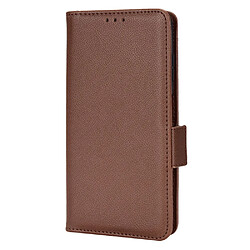 Etui en PU texture litchi avec support, marron pour votre ZTE Blade A72/Blade V40 Vita