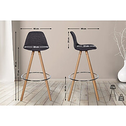 Avis Decoshop26 Tabouret de bar chaise haute x1 repose-pieds style scandinave en tissu gris foncé structure en bois clair rond 10_0004633