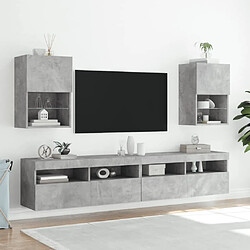 Avis Maison Chic Meuble TV avec lumières LED, Banc TV pour salon, Meuble de rangement gris béton 40,5x30x60 cm -GKD73731