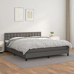 Maison Chic Lit Adulte - Lit simple Lit à sommier tapissier avec matelas moelleux - Meuble de Chambre - Gris 160x200 cm Similicuir -MN21240