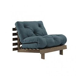 Inside 75 Fauteuil convertible futon ROOTS pin carob brown matelas petrol blue couchage 90 x 200 cm