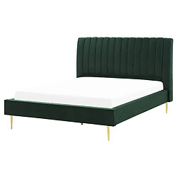 Beliani Lit double en velours vert 160 x 200 cm MARVILLE