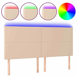 Maison Chic Tête de lit scandinave à LED,meuble de chambre Cappuccino 160x5x118/128 cm Similicuir -MN62814