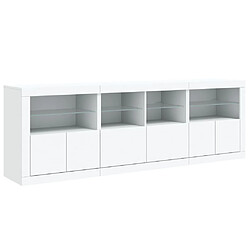 Maison Chic Commode Buffet - Meuble de rangement avec lumières LED blanc 202x37x67 cm -GKD93326 pas cher