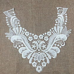 2x Dentelle Blanche Venise Brodé Col Appliques Robe Accessoire Bricolage pas cher