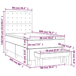 Maison Chic Lit adulte- Lit + matelas,Sommier à lattes de lit avec matelas Noir 90x200 cm Tissu -GKD46386 pas cher