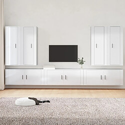 vidaXL Ensemble de meubles TV 7 pcs Blanc brillant Bois d'ingénierie