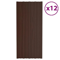 vidaXL Panneaux de toiture 12 pcs Acier galvanisé Marron 100x45 cm