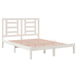 Acheter Maison Chic Lit Moderne Chambre - Cadre/structure de lit pour adulte Blanc Bois de pin massif 140x200 cm -MN72193