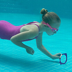 Jeu de Piscine Bestway Lil Fish avec 4 Anneaux de Plongée de Couleurs Bleu Orange Vert pour Enfants