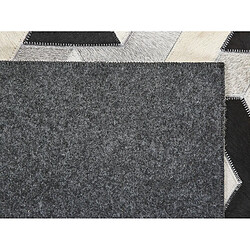 Beliani Tapis patchwork en cuir noir et gris 160 x 230 cm NARMAN pas cher