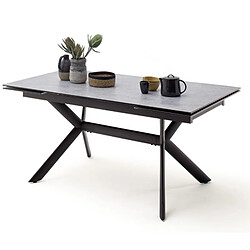 Pegane Table à manger extensible en métal / verre aspect béton - L.160-240 x H.76 x P.90 cm