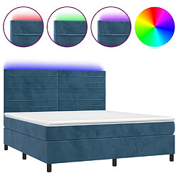 Maison Chic Lit adulte- Lit + matelas,Sommier à lattes de lit avec matelas LED Bleu foncé 180x200 cm -GKD20442