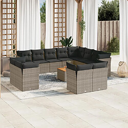 Maison Chic Salon de jardin avec coussins 13 pcs, Ensemble Tables et chaises de jardin, gris résine tressée -GKD236937