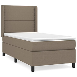 Maison Chic Structures de lit + matelas,Lit à sommier tapissier avec matelas Taupe 80x200 cm Tissu -MN69058