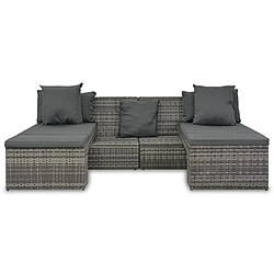 Avis vidaXL Salon de jardin 4 pcs avec coussins Résine tressée Gris