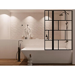 Vente-Unique Pare baignoire noir mat au style industriel avec volet pivotant - 100 x 140 cm - OBELINI