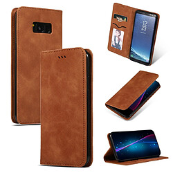 Wewoo Housse Coque Etui en cuir avec rabat horizontal magnétique Business Skin Feel pour Galaxy S8 + Marron