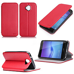 Etui luxe Huawei Y6 2017 4G Ultra Slim rouge Style Cuir avec stand - Housse coque de protection pour Huawei Y6 2017 Dual Sim - Accessoires pochette XEPTIO : Exceptional case !