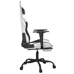 Avis vidaXL Chaise de jeu avec repose-pied Blanc et noir Similicuir