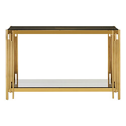 Vivenla Console design en acier doré avec plateau en verre noir collection MILANO L. 120 x P. 40 x H. 78 cm