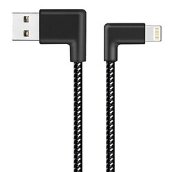 Wewoo Câble pour iPhone X / 8 et 8 Plus / 7 7 Plus / 6 6 s 6 Plus 6 s Plus / iPad 20cm 2A USB à Lightning Nylon Weave Style Double coude de synchronisation des données de charge,