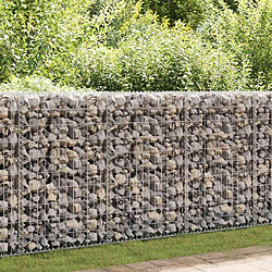 vidaXL Mur à gabion avec couvercles - Argenté - 900x50x100 cm