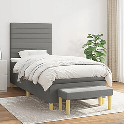 Maison Chic Lit Adulte - Lit simple Lit à sommier tapissier et matelas moelleux - Meuble de Chambre - Gris foncé 90x190 cm Tissu -MN13896