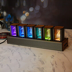 Avis Nixie Clock RGB LED Digital Glow Tube Clock Kit De Base En Bois Fini