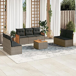 Maison Chic Salon de jardin 8 pcs avec coussins | Ensemble de Table et chaises | Mobilier d'Extérieur gris résine tressée -GKD99876