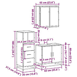 vidaXL Ensemble de meubles de salle de bain 3 pcs Chêne fumé pas cher