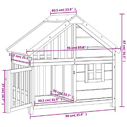 vidaXL Chenil marron 96x60,5x87 cm bois de pin solide pas cher