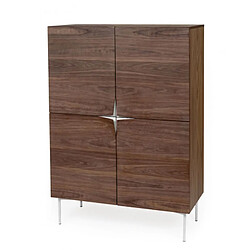 Mes Buffet haut 4 portes 100x48x140 cm décor noyer - MILENA