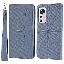 Etui en PU texture tissée, fermeture automatique magnétique avec support gris pour votre Xiaomi 12 Pro