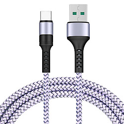 Cables X2 USB / Type-C Charge Rapide 3A Nylon Renforce Argent 1m Pour Samsung A13 / A33 / A53 / S22 / S22 Plus / S22 Ultra Little Boutik®