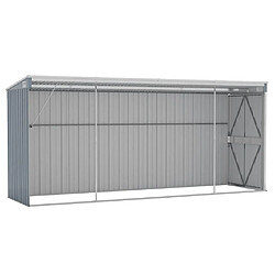 Acheter Helloshop26 Abri de jardin cabane cabanon maison de stockage remise extérieur hangar outils robuste mural 118 x 382 x 178 cm acier galvanisé gris 02_0022334