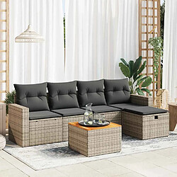 vidaXL Salon de jardin 6 pcs avec coussins gris résine tressée