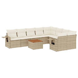 Maison Chic Salon de jardin avec coussins 10 pcs, Ensemble Tables et chaises de jardin, beige résine tressée -GKD265346