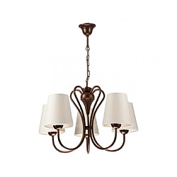 Lumière Suspension Fabrizio Acier,tissu Marron 5 ampoules 75cm