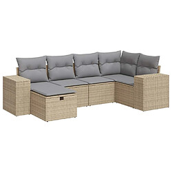 vidaXL Salon de jardin avec coussins 6 pcs beige résine tressée