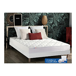 Idliterie Ensemble matelas mémoire de forme + sommier + oreiller + couette - fabrication 100% française - matelas bi-confort