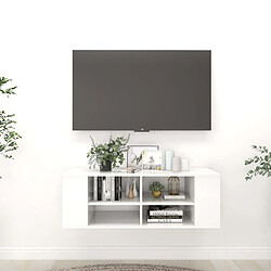 vidaXL Meuble TV mural Blanc brillant 102x35x35 cm Bois d’ingénierie